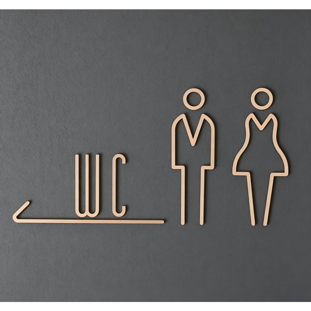 Home Bathroom Door Signs - Messing toiletdeur bord, gouden badkamerbord, toiletbord