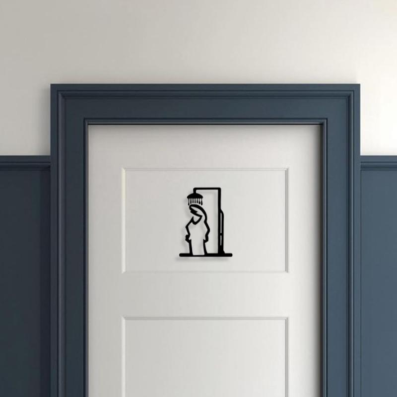 Home Bathroom Door Signs - 1 STKS Minimalistische Lijn Metalen Badkamer