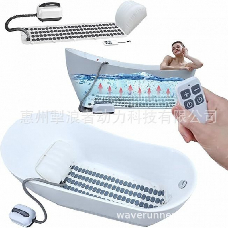 Bathtub Pillow Inflatable - Draagbare badkuip bubbelbadmachine: met antislipmat, luchtpomp,