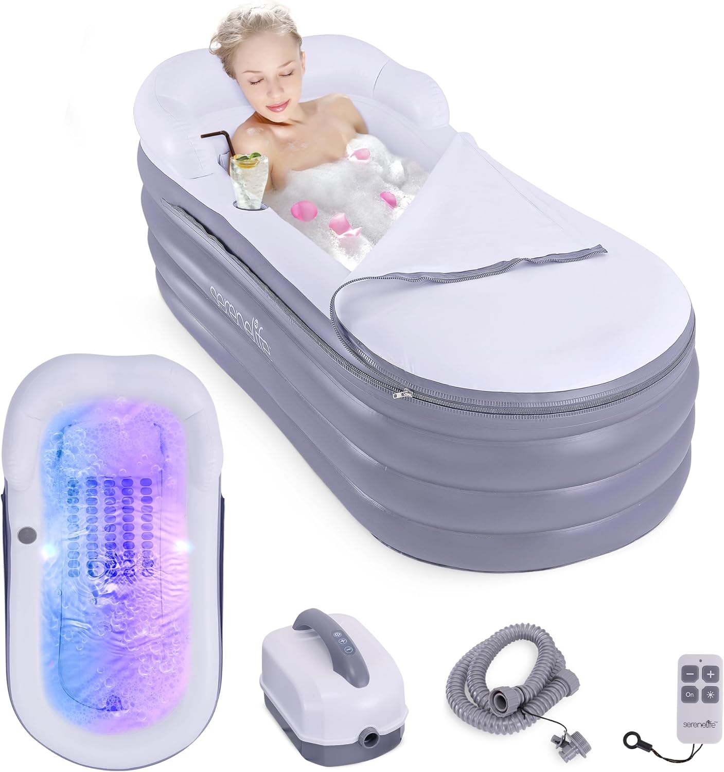 Bathtub Pillow Inflatable - Spa-badkuip met bubbelmassagemat - Opblaasbaar bad