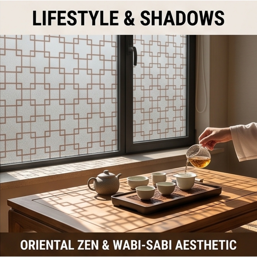 Home Bathroom Decor - Oosters roosterpatroon vierkante bedrukte matglasfolie zelfklevende