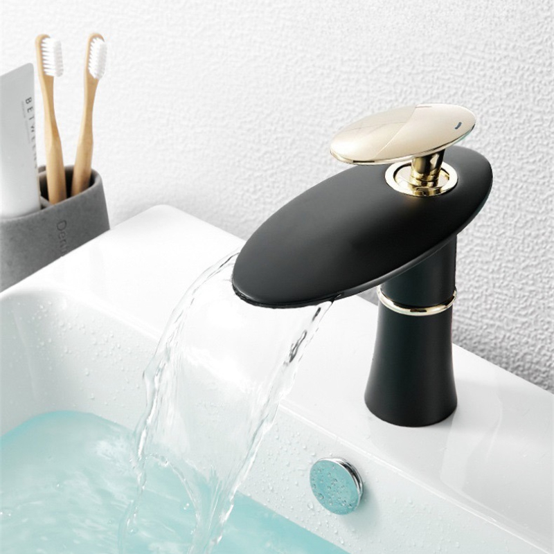 Home Hardware Bathroom Faucets - Wit/Zwart Goud Waterval Wastafel Kraan Warm