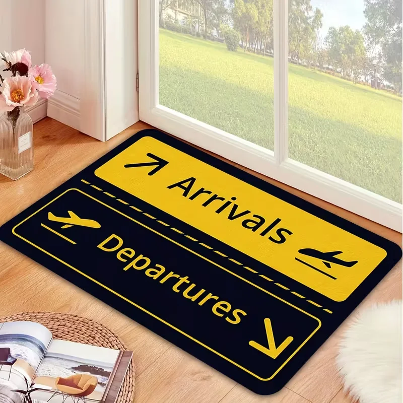 Home Bathroom Door Signs - Luchthavenbord Deurmat Grappig entreekleed met aankomst