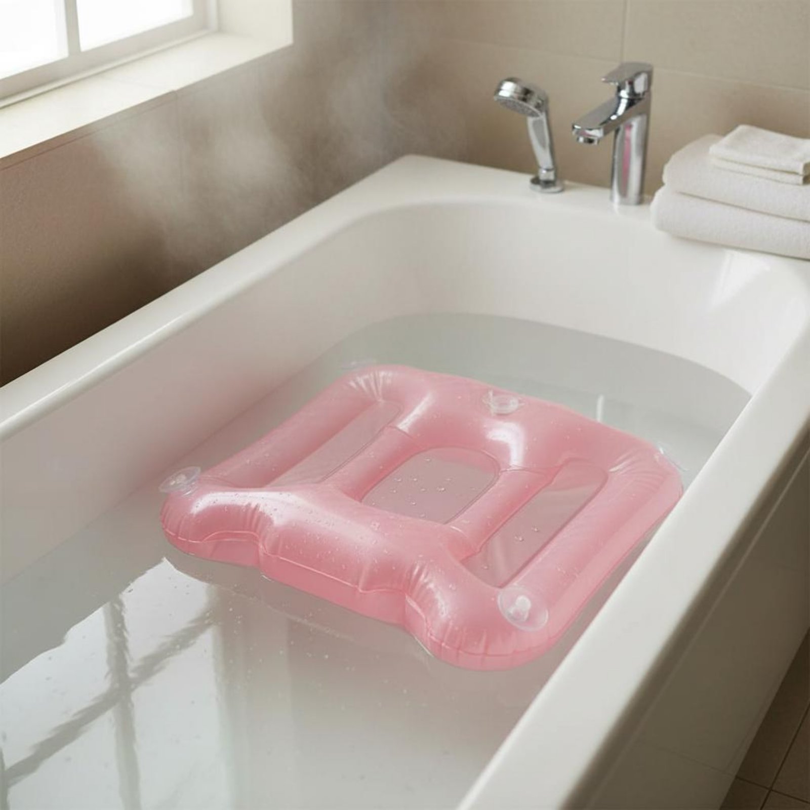 Bathtub Pillow Inflatable - Badkuipverhoger met glanzende afwerking, opblaasbare badzitting,
