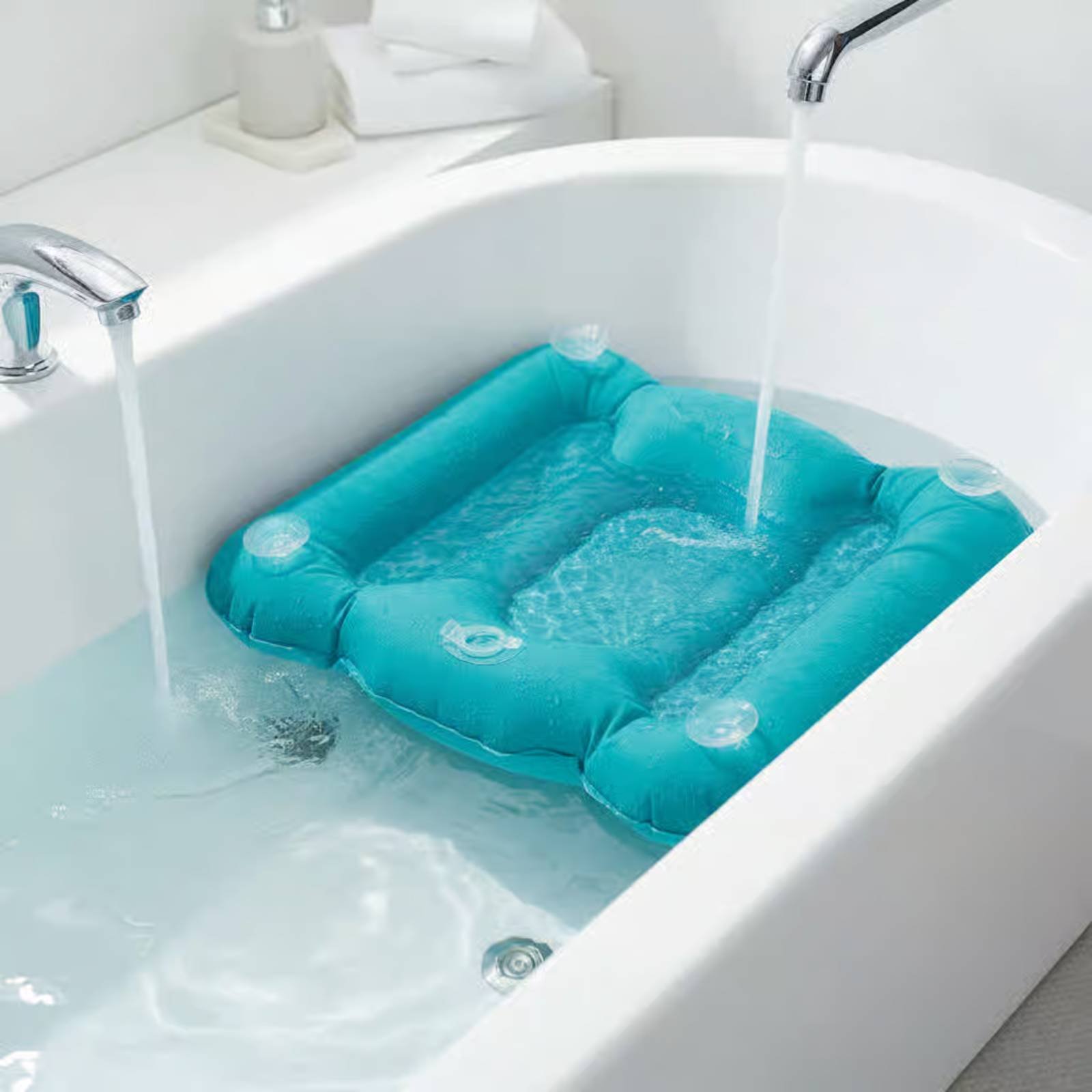 Bathtub Pillow Inflatable - Badkuipverhoger met glanzende afwerking Opblaasbare badzitting