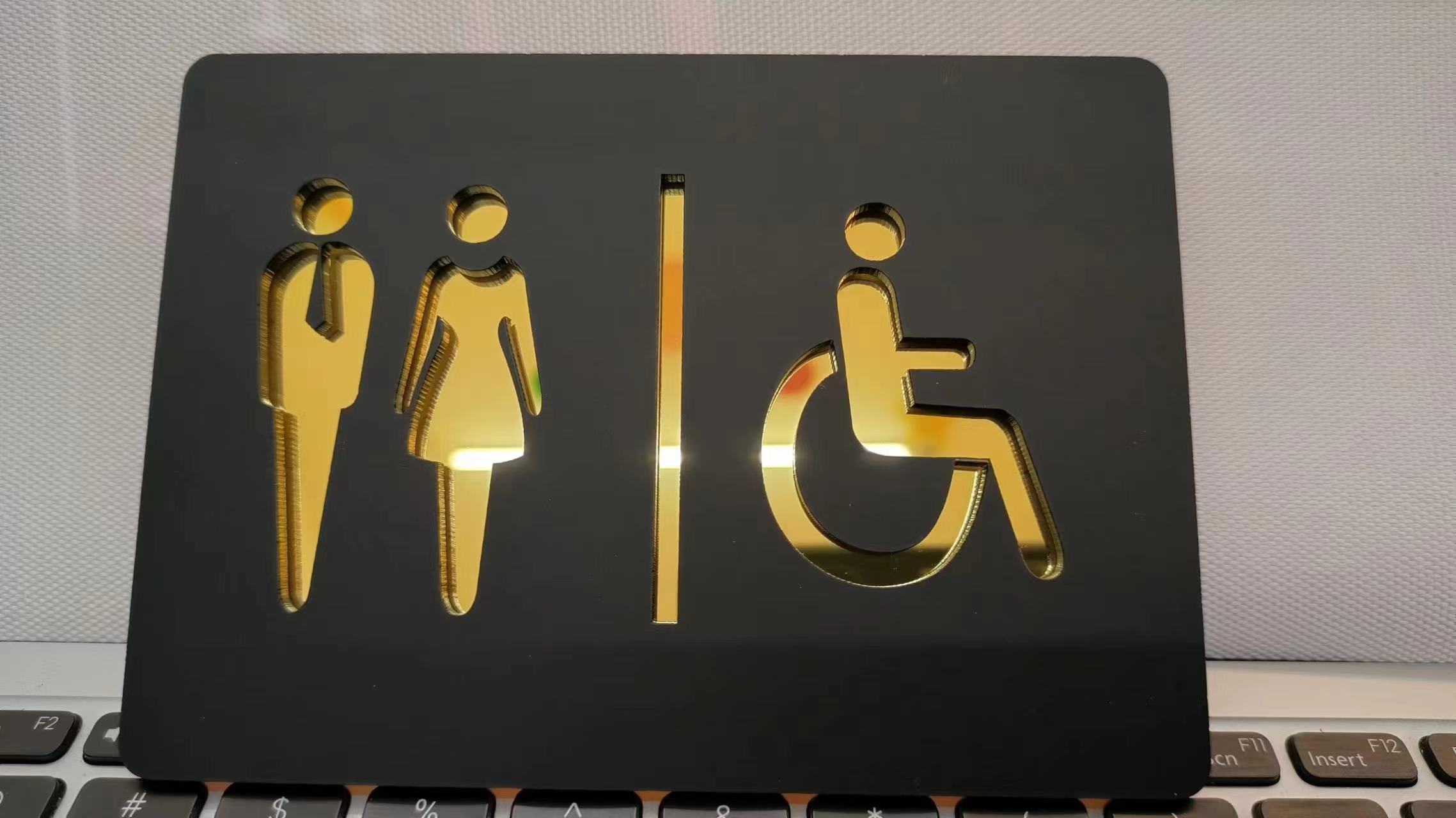 Mat Zwart Goud Toiletbord Acry - Home Bathroom Door Signs recensie en prijs