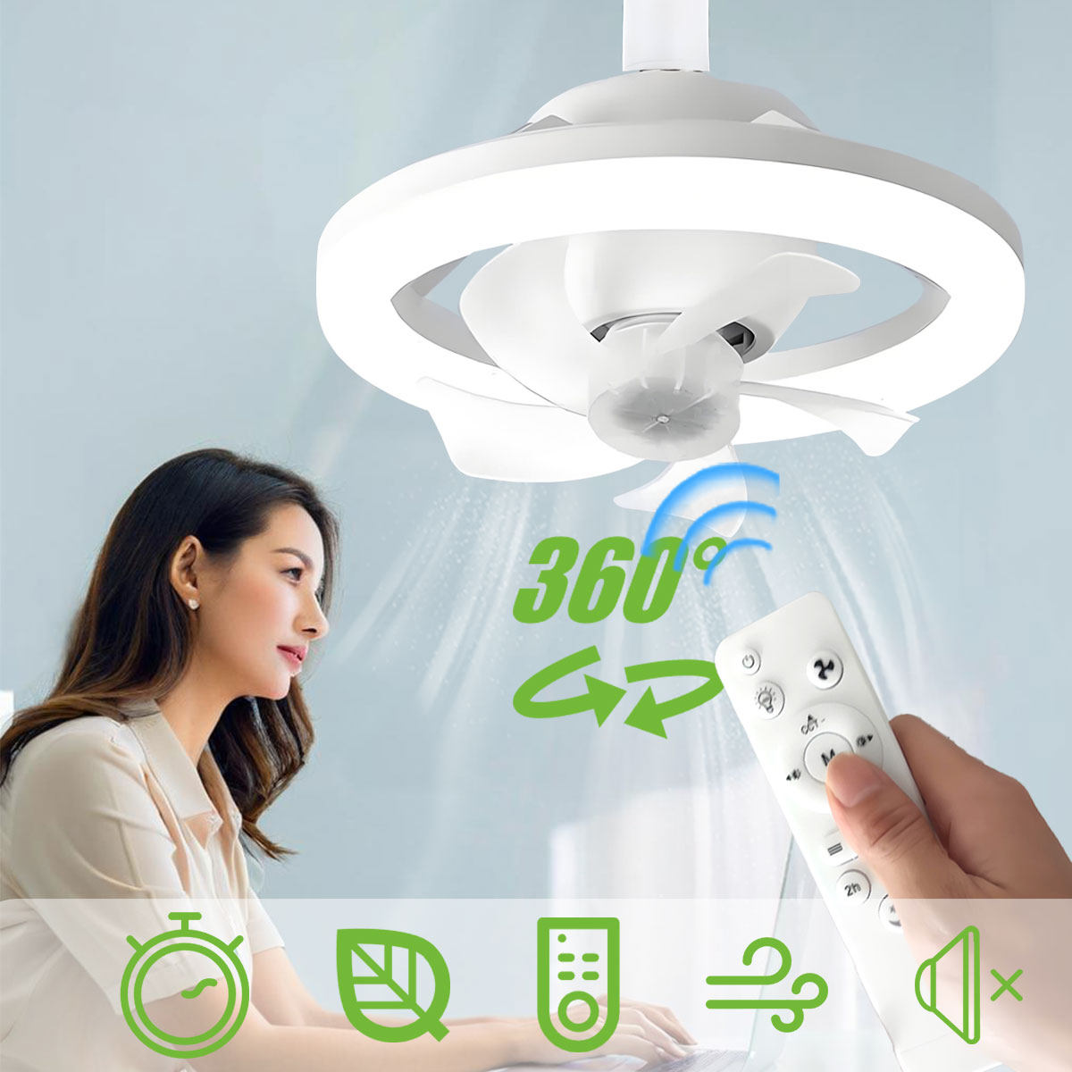 360 ° Roterende E27 plafondven - Home Bathroom Ventilation recensie en prijs