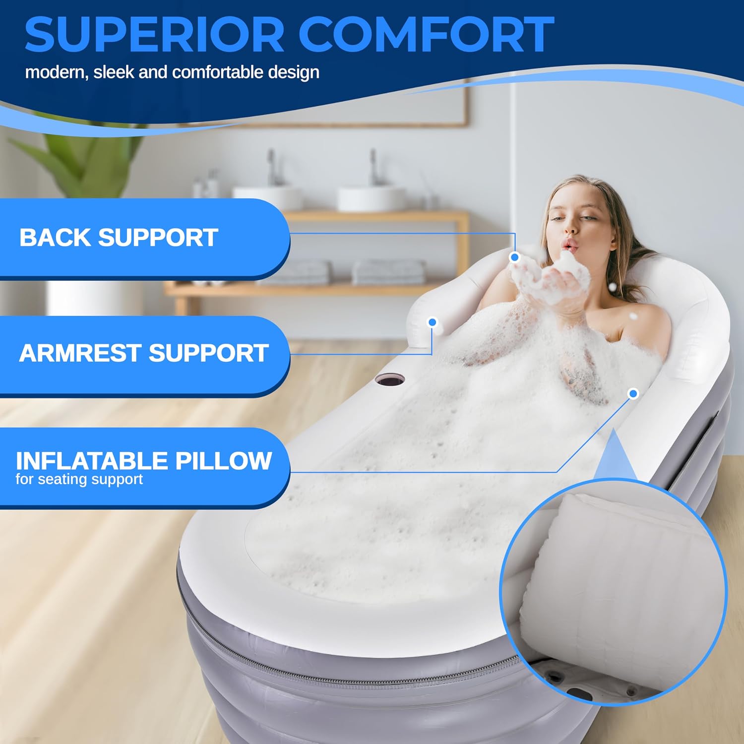 Spa-badkuip met bubbelmassagem - Bathtub Pillow Inflatable recensie en prijs