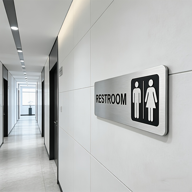 1 stuks geborsteld metalen toi - Home Bathroom Door Signs recensie en prijs