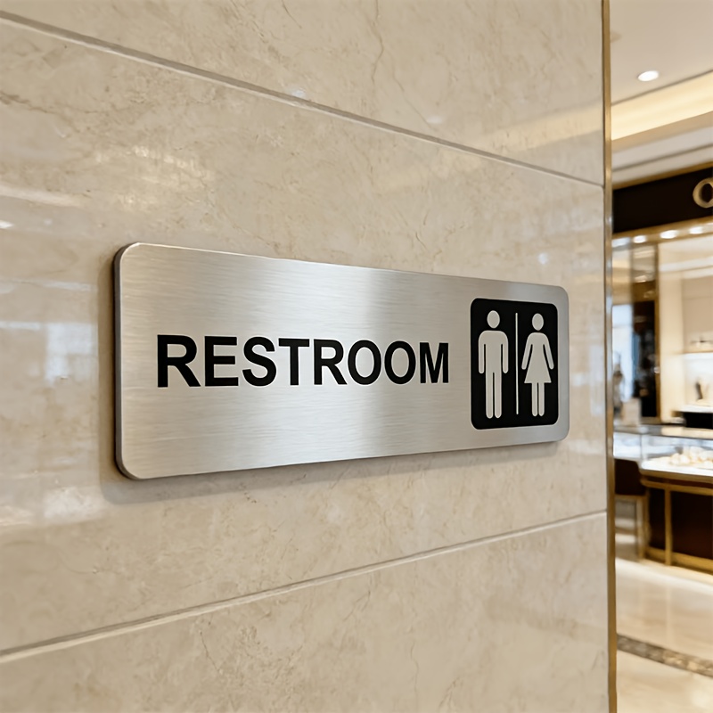1 stuks geborsteld metalen toi - Home Bathroom Door Signs recensie en prijs